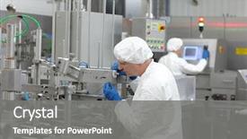  Presentation with production line - Amazing slide deck having high tech - two workers at production line backdrop and a gray colored foreground
