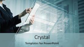  Presentation with modern tech - Audience pleasing theme consisting of high tech - woman using modern technologies backdrop and a light blue colored foreground