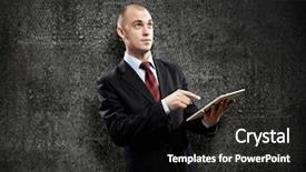  Presentation with grey - Presentation theme featuring high tech - young businessman against grey background background and a dark gray colored foreground