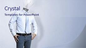  Presentation with light bulb or lightbulb - Amazing PPT theme having high tech brain - businessman light bulb head backdrop and a  colored foreground