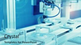  Presentation with industrial robot - PPT theme consisting of high tech brain - industrial robot with vacuum suckers background and a  colored foreground