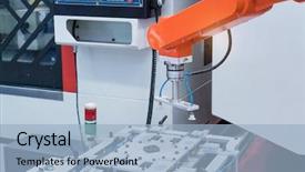  Presentation with robot - Presentation theme featuring high tech brain - industrial robot with vacuum suckers background and a  colored foreground