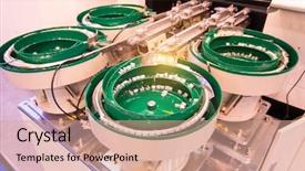  Presentation with industrial machine - Audience pleasing slide deck consisting of high tech brain - machine tool at industrial manufacture backdrop and a  colored foreground