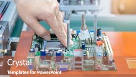  Presentation with manufacture - Amazing slide set having high tech brain - man fix industrial robot backdrop and a coral colored foreground