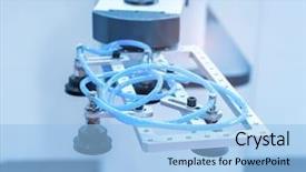  Presentation with robot - PPT layouts enhanced with high tech brain - robot with vacuum suckers picks background and a light blue colored foreground