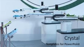  Presentation with manufacture - PPT layouts with high tech brain - robot with vacuum suckers picks background and a light blue colored foreground