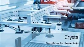  Presentation with manufacture - Slide deck featuring high tech brain - robot with vacuum suckers background and a light blue colored foreground