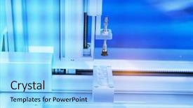  Presentation with robotic arm - Presentation design having high tech brain - robotic arm at production line background and a light blue colored foreground