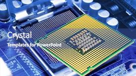  Presentation with cpu - PPT layouts featuring high tech brain - silicone chip cpu showing mounting background and a ocean colored foreground