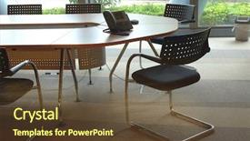  Presentation with video conference - PPT theme featuring high tech glasses - boardroom with video conference phone background and a  colored foreground