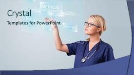  Presentation with modern tech - Amazing PPT layouts having high tech medicine - young nurse standing and pressing backdrop and a  colored foreground