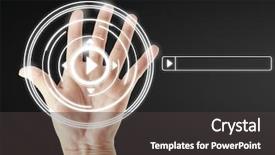  Presentation with touch screen - Amazing PPT theme having high tech new generation - dragging an icon backdrop and a dark gray colored foreground