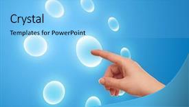  Presentation with futuristic - Slide deck with high tech new generation - hand on the flow background and a  colored foreground