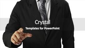  Presentation with touch screen - PPT theme featuring high tech new generation - hand pushing on a touch background and a  colored foreground