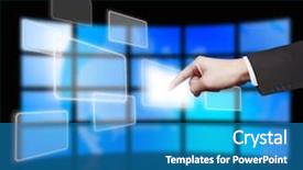  Presentation with touch screen virtual reality - Audience pleasing presentation theme consisting of high tech new generation - hand pushing on a touch backdrop and a  colored foreground