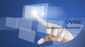  Presentation with touch screen accessible for disable students - Audience pleasing slide deck consisting of high tech new generation - hand pushing on a touch backdrop and a  colored foreground