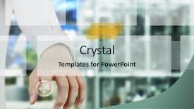  Presentation with touch screen accessible for disable students - PPT layouts having high tech new generation - hand pushing on a touch background and a  colored foreground