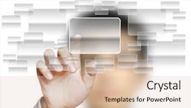  Presentation with touch screen virtual reality - Slide deck consisting of high tech new generation - hand pushing on a touch background and a lemonade colored foreground