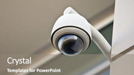  Presentation with camera security - Presentation theme enhanced with high tech overhead security camera background and a gray colored foreground