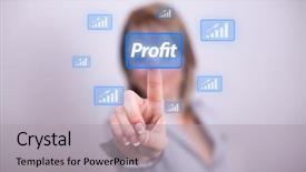  Presentation with profit - Amazing theme having high tech people - woman pressing modern profit button backdrop and a light gray colored foreground