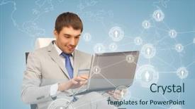  Presentation with business networking - Audience pleasing slide set consisting of high tech professionalism - business technology internet and networking backdrop and a  colored foreground