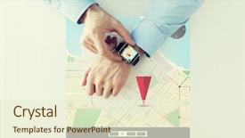  Presentation with indoor navigation - Colorful slides enhanced with business technology navigation location backdrop and a cream colored foreground