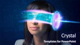  Presentation with high tech - Colorful slides enhanced with high tech smartphone glasses backdrop and a navy blue colored foreground