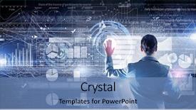  Presentation with modern tech - Theme with high tech success - back view of businesswoman working background and a teal colored foreground