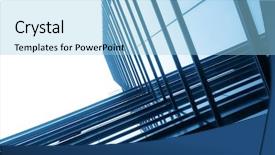  Presentation with modern tech - Slide deck consisting of high tech success - modern glass silhouettes of skyscrapers background and a  colored foreground