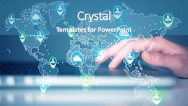  Presentation with tech support - Slide set having high tech user map background and a teal colored foreground