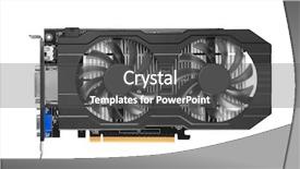  Presentation with graphics - Slides enhanced with videocard - graphics card isolated on white background and a gray colored foreground