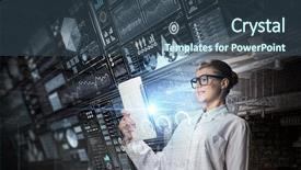  Presentation with science - Slide deck consisting of high tech white - innovative technologies in science background and a ocean colored foreground