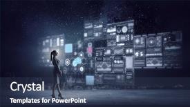  Presentation with blue eyes technology high tech - PPT theme featuring high technologies for your success background and a ocean colored foreground