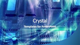  Presentation with electronic components - Presentation theme enhanced with high technology - computer electronics close background and a ocean colored foreground