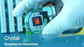 Presentation with high technology - PPT theme featuring high technology chip quartz image background and a teal colored foreground
