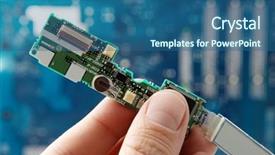  Presentation with electronic components - Colorful slide deck enhanced with high technology components backdrop and a ocean colored foreground