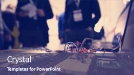  Presentation with electric circuit - Audience pleasing PPT layouts consisting of high technology electric circuit motherboard backdrop and a violet colored foreground