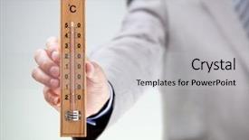  Presentation with measuring - Colorful presentation theme enhanced with high temperature concept for climate backdrop and a light gray colored foreground