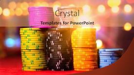  Presentation with casino - Audience pleasing PPT layouts consisting of high-value-casino-chips backdrop and a coral colored foreground