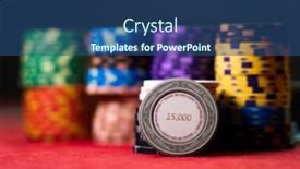  Presentation with gaming - Amazing PPT theme having high-value-casino-chips backdrop and a ocean colored foreground