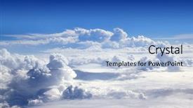  Presentation with blue sky - Colorful presentation theme enhanced with high view from airplane clouds backdrop and a light blue colored foreground