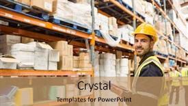  Presentation with free warehouse - Amazing PPT layouts having high visibility vest - smiling warehouse manager holding clipboard backdrop and a coral colored foreground