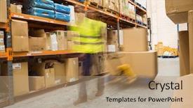  Presentation with blur - Amazing presentation theme having high visibility vest - worker pulling trolley with boxes backdrop and a  colored foreground
