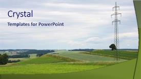 Presentation with electrical tower - Presentation theme consisting of high voltage electical pole - electrical tower background and a sky blue colored foreground