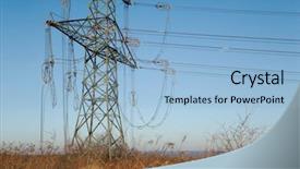  Presentation with high voltage - Colorful slide set enhanced with high voltage electric line end backdrop and a light blue colored foreground