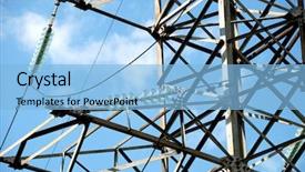  Presentation with electric engineering - Colorful PPT theme enhanced with high voltage electric line backdrop and a light blue colored foreground