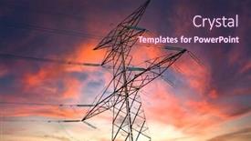  Presentation with transmission lines - Slide set with high-voltage-electric-pole background and a tawny brown colored foreground