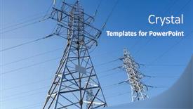  Presentation with power lines - Amazing slide set having high voltage electric power lines on pylons backdrop and a teal colored foreground