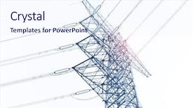  Presentation with electric transmission - Slide deck having high voltage electric transmission tower background and a sky blue colored foreground