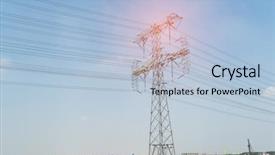  Presentation with electric transmission - Beautiful PPT layouts featuring high voltage electric transmission tower backdrop and a light blue colored foreground